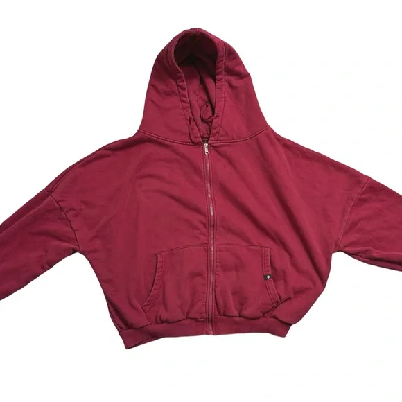 POPFLEX Women's Crimson Red Designer Premium Baggy Hoodie Massive Hood L/XL - Picture 9 of 9